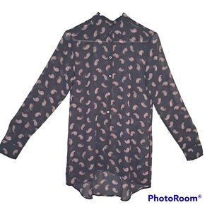 Loft Sheer Paisley Button Down Sheer Shirt Size XS